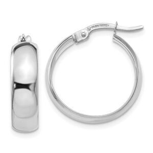 4.5mm Polished Round Hoop Earrings 10k White Gold, 18mm (11/16 Inch)